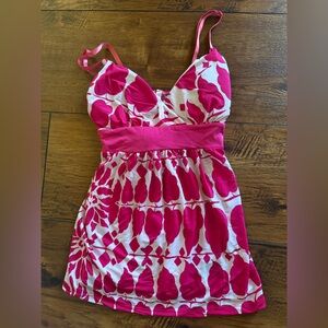 Pink and White Floral Silky Spaghetti Strap Top